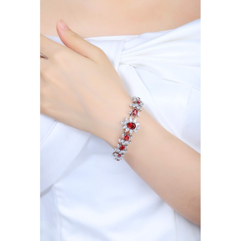 Ruif Jewelry Classic Design S925 Silver 8.98ct Lab Grown Ruby Bracelet Gemstone Jewelry