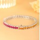 Ruif Jewelry Classic Design S925 Silver 8.57ct Lab Grown Sapphire Bracelet Rainbow Bracelet Trapezoid Shape Gemstone Jewelry