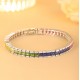 Ruif Jewelry Classic Design S925 Silver 8.57ct Lab Grown Sapphire Bracelet Rainbow Bracelet Trapezoid Shape Gemstone Jewelry