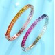 Ruif Jewelry Classic Design S925 Silver Lab Grown Sapphire Bracelet Rainbow Bracelet Emerald Cut Gemstone Jewelry