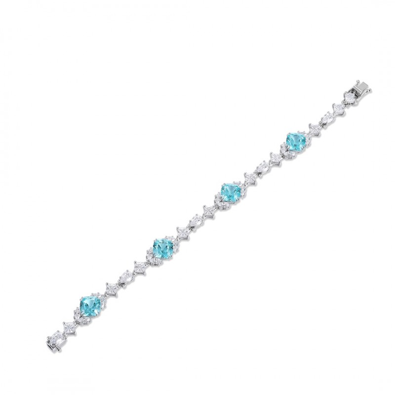 Ruif Jewelry Classic Design S925 Silver  16.72ct Lab Grown Paraiba Sapphire Bracelet Gemstone Jewelry