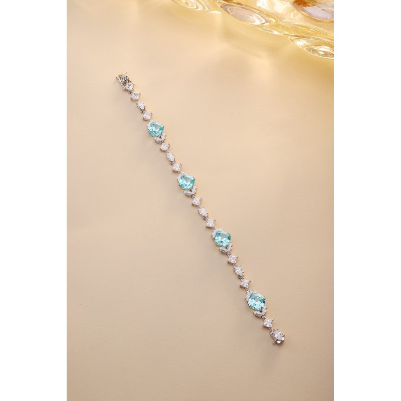 Ruif Jewelry Classic Design S925 Silver  16.72ct Lab Grown Paraiba Sapphire Bracelet Gemstone Jewelry