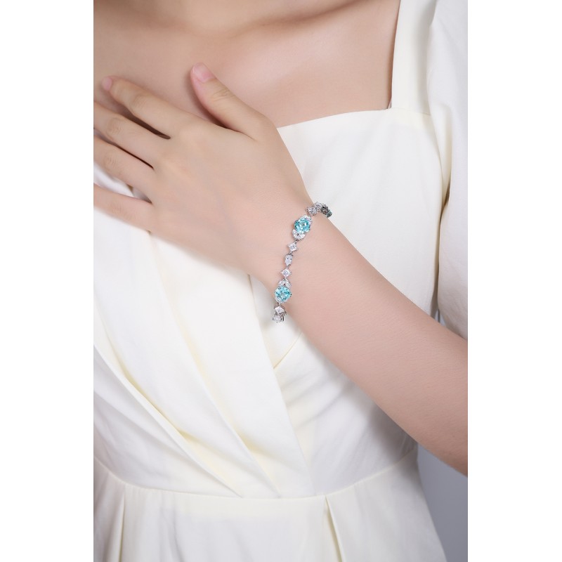 Ruif Jewelry Classic Design S925 Silver  16.72ct Lab Grown Paraiba Sapphire Bracelet Gemstone Jewelry