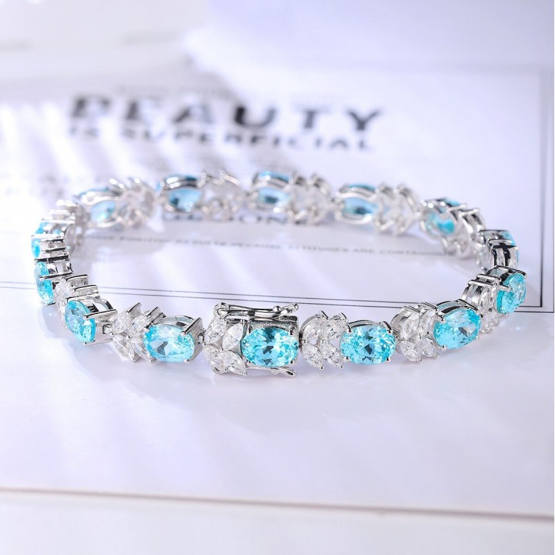 Ruif Jewelry Classic Design S925 Silver 14.603ct Lab Grown Sapphire/Ruby/Paraiba Bracelet Gemstone Jewelry