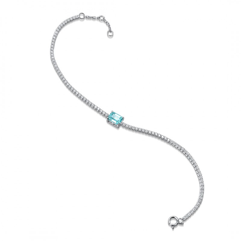 Ruif Jewelry Classic Design S925 Silver 1.51ct Lab Grown Paraiba Sapphire Bracelet Gemstone Jewelry