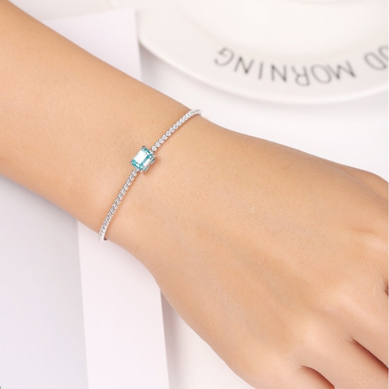 Ruif Jewelry Classic Design S925 Silver 1.51ct Lab Grown Paraiba Sapphire Bracelet Gemstone Jewelry