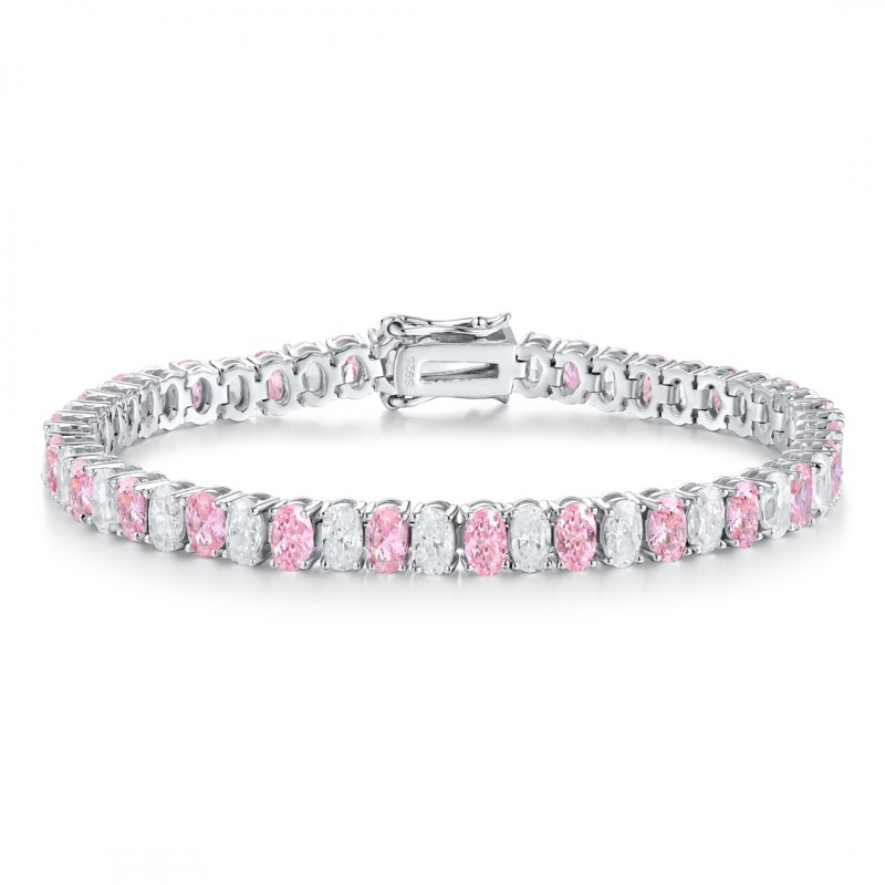 Ruif Jewelry Classic Design S925 Silver 18.62ct Pink/Yellow Color Simulated Diamond Bracelet Wedding Bands