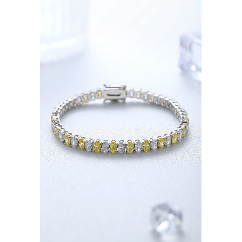 Ruif Jewelry Classic Design S925 Silver 18.62ct Pink/Yellow Color Simulated Diamond Bracelet Wedding Bands