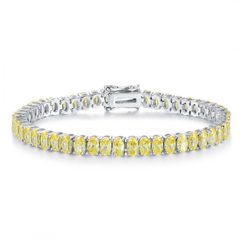 Ruif Jewelry Classic Design S925 Silver 18.62ct Yellow/White Color Simulated Diamond Bracelet Wedding Bands