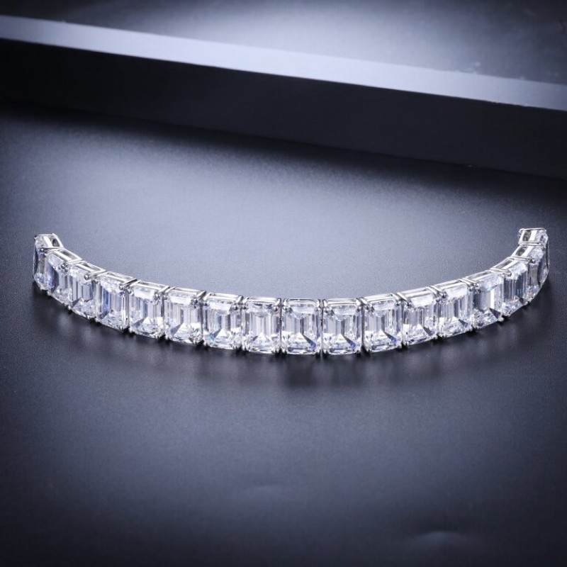 Ruif Jewelry Classic Design S925 Silver 5ctx17pcs White Color Simulated Diamond Bracelet Wedding Bands