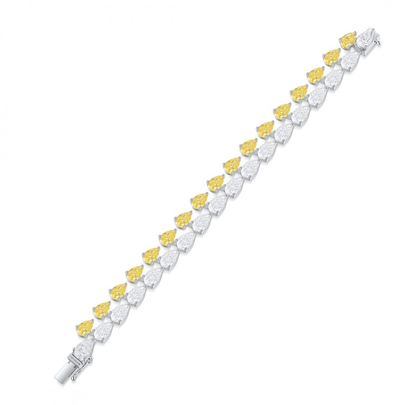 Ruif Jewelry Classic Design S925 Silver 32.41ct Yellow/White Simulated Diamond Bracelet Wedding Bands