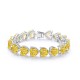 Ruif Jewelry Classic Design S925 Silver 2ct/pcs Heart Shape Yellow Simulated Diamond Bracelet Wedding Bands