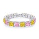 Ruif Jewelry Classic Design S925 Silver 2ctx16pcs Princess Cut Pink/Yellow Color Simulated Diamond Bracelet Wedding Bands