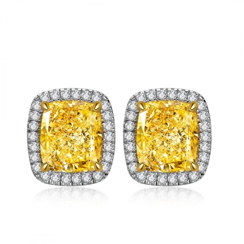 Ruif Jewelry Classic Design S925 Silver 2ctx2pcs Yellow/White Color Simulated Diamond Earrings Cubic Zircon Earrings Gemstone Jewelry