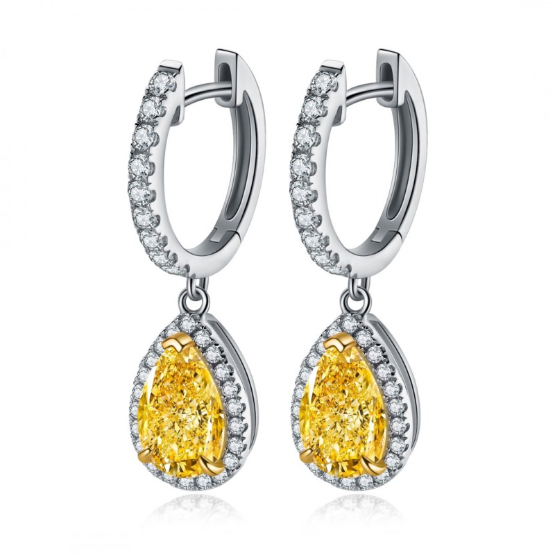 Ruif Jewelry Classic Design S925 Silver 1.0ctx2pcs Yellow/White Color Simulated Diamond Earrings Cubic Zircon Earrings Gemstone Jewelry