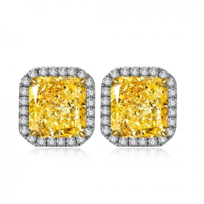 Ruif Jewelry Classic Design S925 Silver 2ctx2pcs Yellow/White Color Simulated Diamond Earrings Cubic Zircon Earrings Jewelry