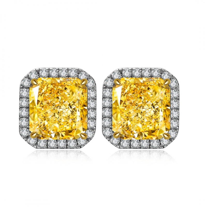 Ruif Jewelry Classic Design S925 Silver 2ctx2pcs Yellow/White Color Simulated Diamond Earrings Cubic Zircon Earrings Jewelry