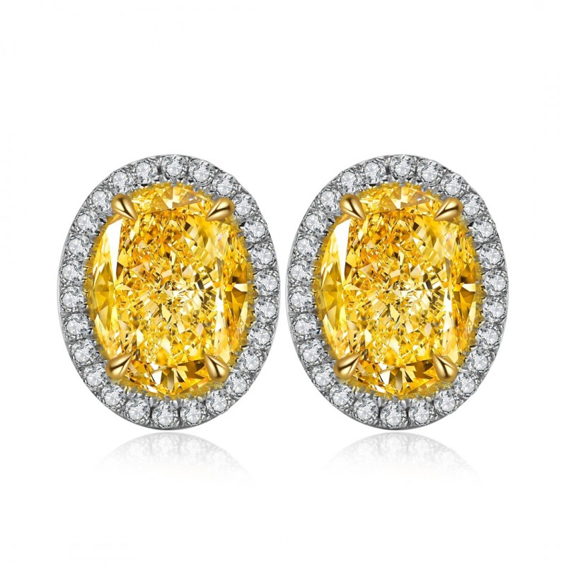 Ruif Jewelry Classic Design S925 Silver 1.0ctx2pcs Yellow/White Color Simulated Diamond Earrings Cubic Zircon Jewelry