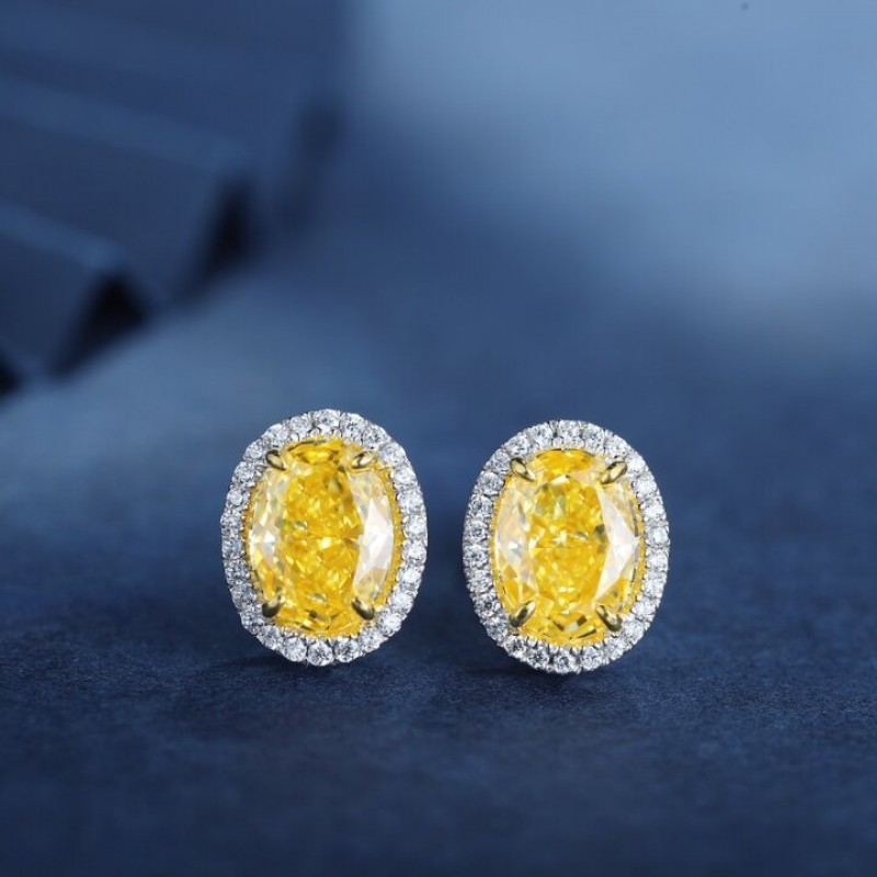 Ruif Jewelry Classic Design S925 Silver 1.0ctx2pcs Yellow/White Color Simulated Diamond Earrings Cubic Zircon Jewelry