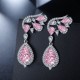 Ruif Jewelry Classic Design S925 Silver 3.0ctx2pcs Pink Color Simulated Diamond Earrings Cubic Zircon Earrings Gemstone Jewelry