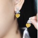 Ruif Jewelry Classic Design S925 Silver 3.0ctx2pcs Yellow Color Simulated Diamond Earrings Cubic Zircon Earrings Gemstone Jewelry