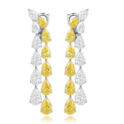 Ruif Jewelry Classic Design S925 Silver 26.647ct Yellow Color Simulated Diamond Earrings Cubic Zircon Earrings Gemstone Jewelry