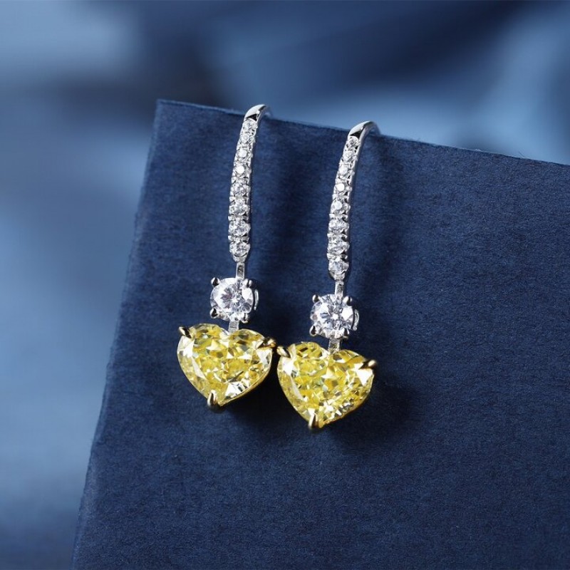 Ruif Jewelry Classic Design S925 Silver 1.0ctx2pcs Yellow/White Color Simulated Diamond Earrings Gemstone Jewelry