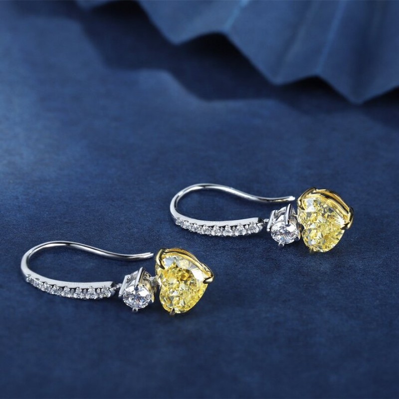 Ruif Jewelry Classic Design S925 Silver 1.0ctx2pcs Yellow/White Color Simulated Diamond Earrings Gemstone Jewelry