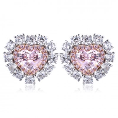 Ruif Jewelry Classic Design 18K White Gold 3.35ct Pink Simulated Diamond Earrings Cubic Zircon Earrings Gemstone Jewelry