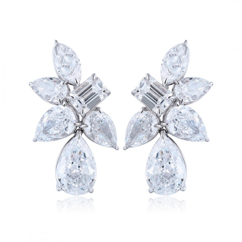 Ruif Jewelry Classic Design S925 Silver 9.11ct White Color Simulated Diamond Earrings Cubic Zircon Earrings Gemstone Jewelry