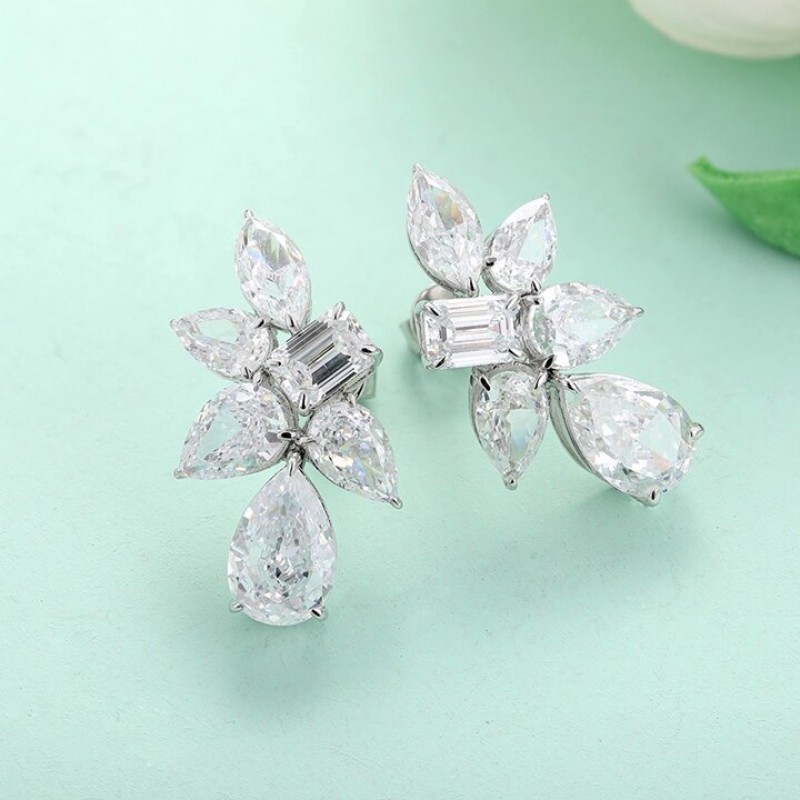 Ruif Jewelry Classic Design S925 Silver 9.11ct White Color Simulated Diamond Earrings Cubic Zircon Earrings Gemstone Jewelry