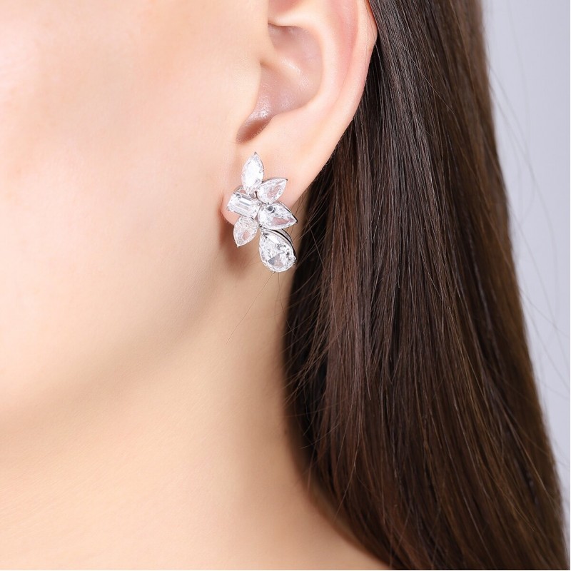 Ruif Jewelry Classic Design S925 Silver 9.11ct White Color Simulated Diamond Earrings Cubic Zircon Earrings Gemstone Jewelry