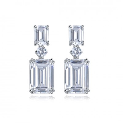 Ruif Jewelry Classic Design S925 Silver 29.96ct White Color Simulated Diamond Earrings Cubic Zircon Earrings Gemstone Jewelry