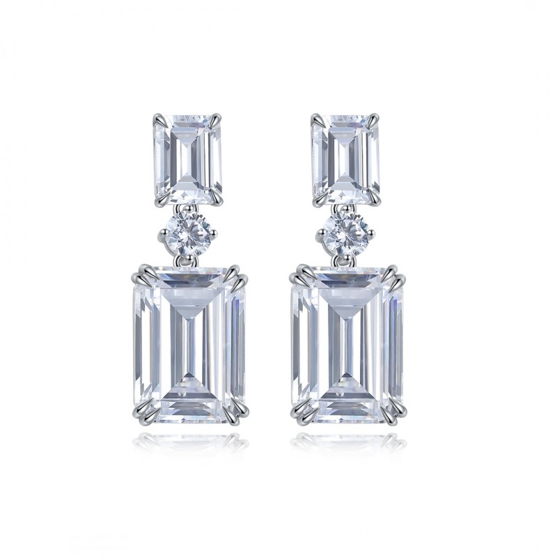 Ruif Jewelry Classic Design S925 Silver 29.96ct White Color Simulated Diamond Earrings Cubic Zircon Earrings Gemstone Jewelry