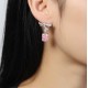 Ruif Jewelry Classic Design S925 Silver 5.0ctx2pcs Pink Color Simulated Diamond Earrings Cubic Zircon Earrings Gemstone Jewelry