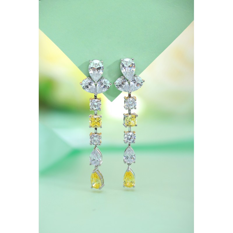 Ruif Jewelry Classic Design S925 Silver 4.23ct Pink/Yellow Color Simulated Diamond Earrings Cubic Zircon Earrings Gemstone Jewelry