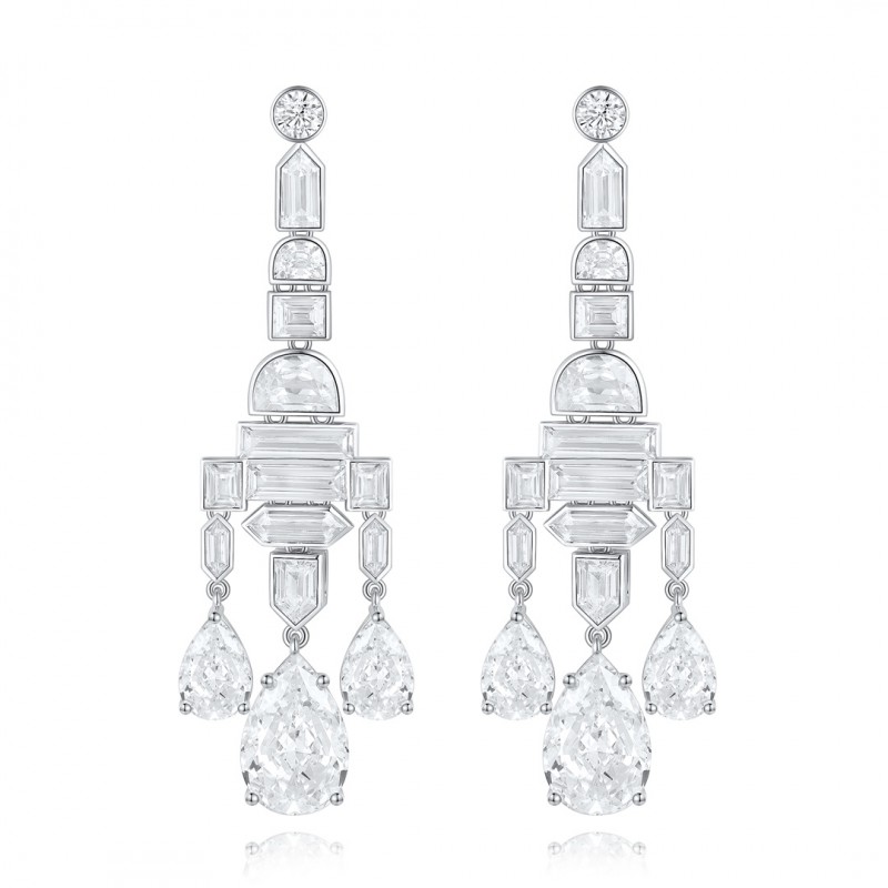 Ruif Jewelry Classic Design S925 Silver 19.2ct White Color Simulated Diamond Earrings Cubic Zircon Earrings Gemstone Jewelry