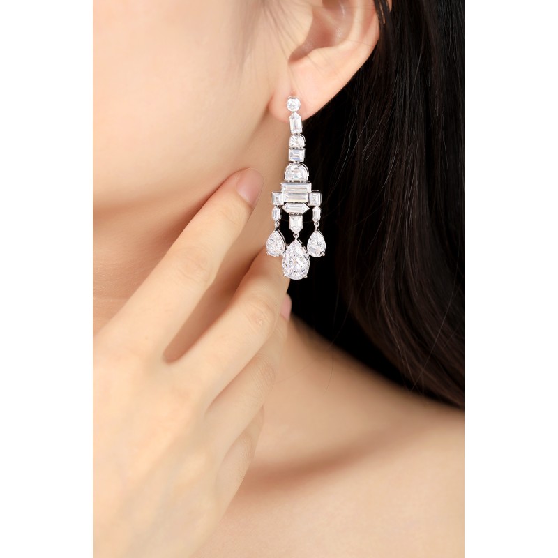 Ruif Jewelry Classic Design S925 Silver 19.2ct White Color Simulated Diamond Earrings Cubic Zircon Earrings Gemstone Jewelry