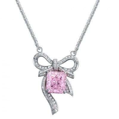 Ruif Jewelry Classic Design S925 Silver 3.0ct Simulated Diamond Pendant Necklace Yellow/Pink Color  Gemstone Jewelry