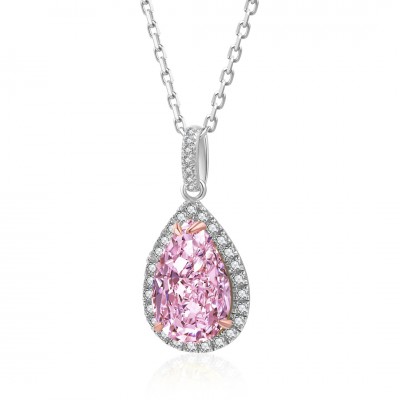 Ruif Jewelry Classic Design S925 Silver 3.0ct Simulated Diamond Pendant Necklace Pink/Yellow/White Color  Gemstone Jewelry