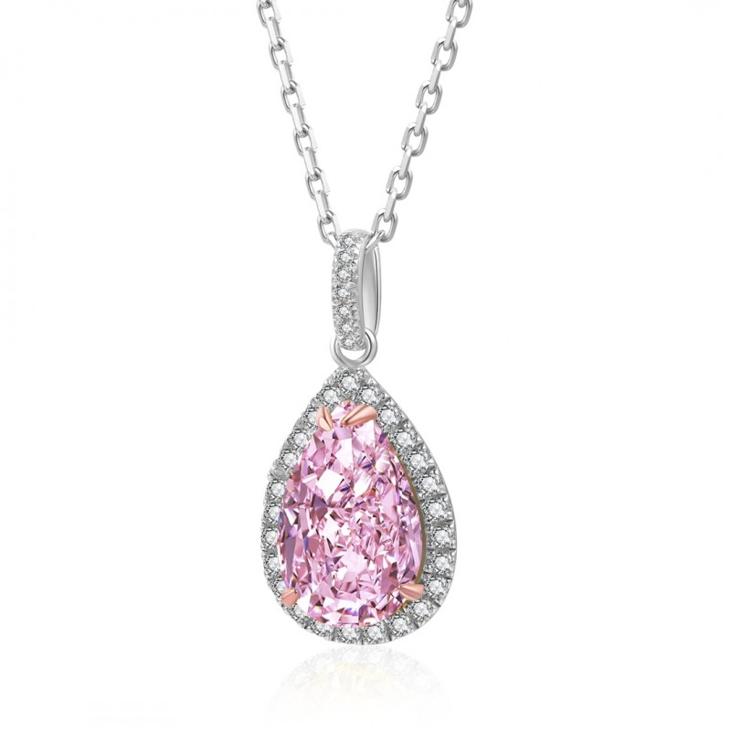 Ruif Jewelry Classic Design S925 Silver 3.0ct Simulated Diamond Pendant Necklace Pink/Yellow/White Color  Gemstone Jewelry