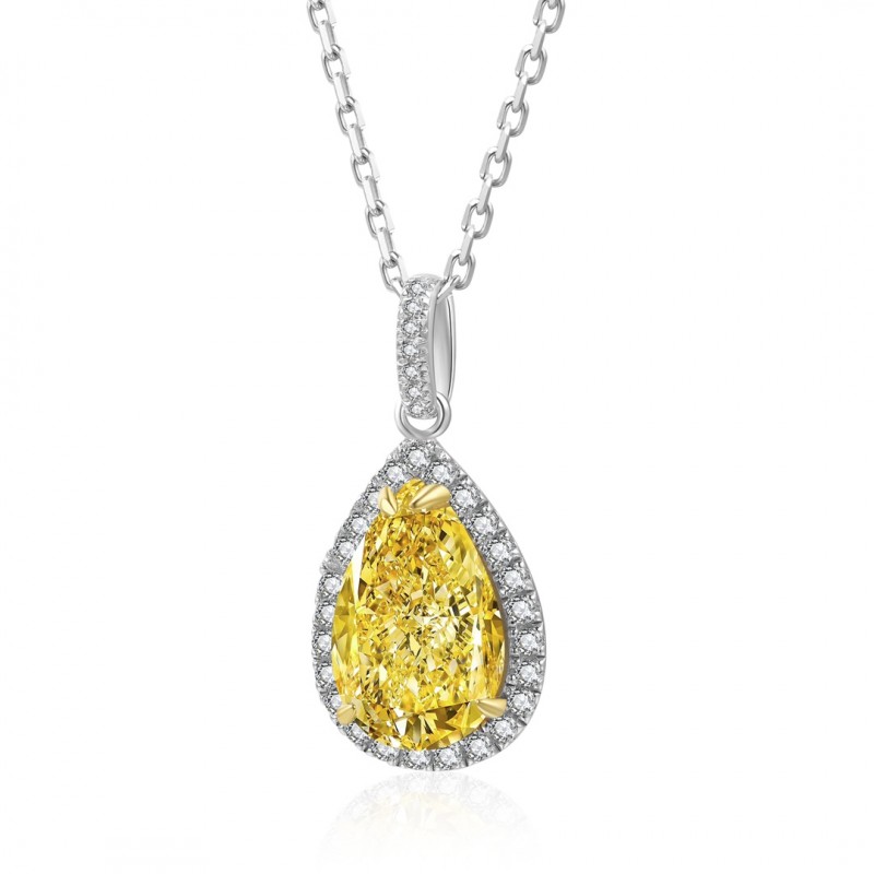 Ruif Jewelry Classic Design S925 Silver 3.0ct Simulated Diamond Pendant Necklace Pink/Yellow/White Color  Gemstone Jewelry