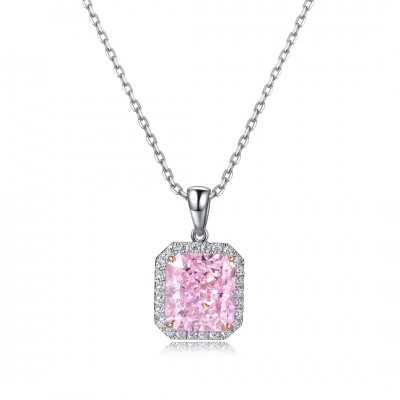 Ruif Jewelry Classic Design S925 Silver 5.0ct Simulated Diamond Pendant Necklace Pink/Yellow/White Color  Gemstone Jewelry