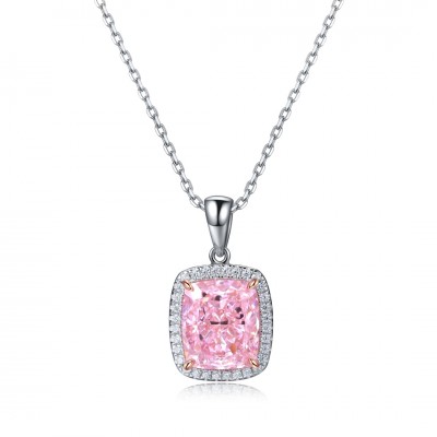 Ruif Jewelry Classic Design S925 Silver 5.0ct Simulated Diamond Pendant Necklace Pink/Yellow/White Colors  Gemstone Jewelry