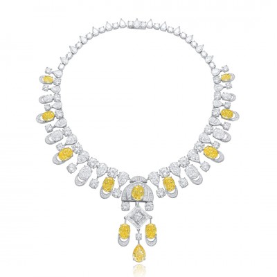 Ruif  Jewelry Classic Design S925 Silver 92.11ct Yellow/White Simulated Diamond Pendant Necklace Gemstone Jewelry