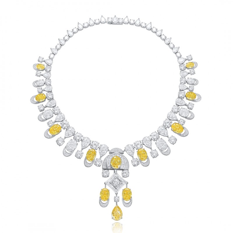 Ruif  Jewelry Classic Design S925 Silver 92.11ct Yellow/White Simulated Diamond Pendant Necklace Gemstone Jewelry