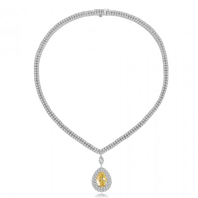 Ruif  Jewelry Classic Design S925 Silver 9.5ct White/ Yellow  Simulated Diamond Pendant Necklace Gemstone Jewelry