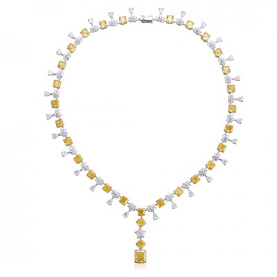 Ruif  Jewelry Classic Design S925 Silver 21.42ct White/ Yellow  Simulated Diamond Pendant Necklace Gemstone Jewelry