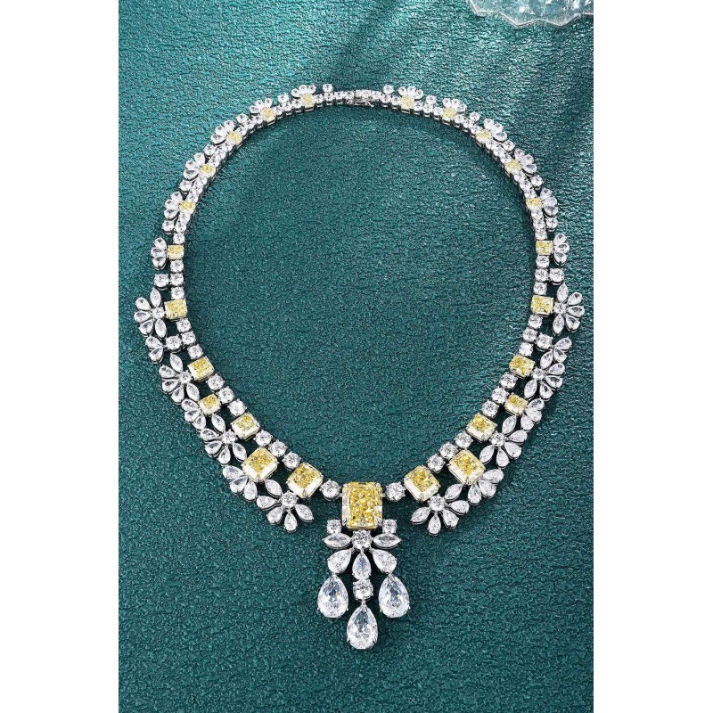 Ruif  Jewelry Classic Design S925 Silver 94.57ct White/ Yellow  Simulated Diamond Pendant Necklace Gemstone Jewelry