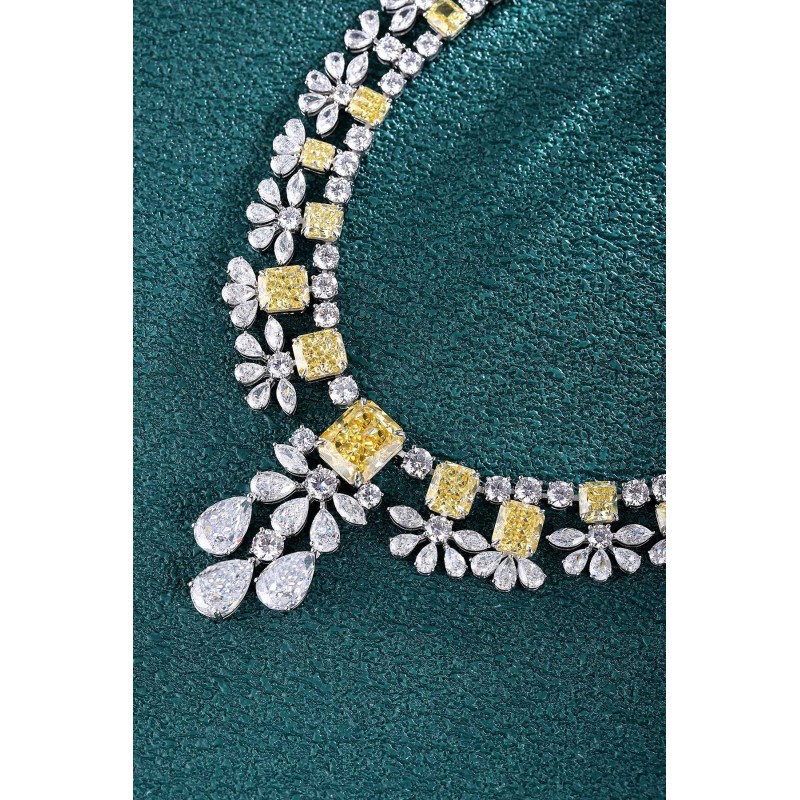 Ruif  Jewelry Classic Design S925 Silver 94.57ct White/ Yellow  Simulated Diamond Pendant Necklace Gemstone Jewelry